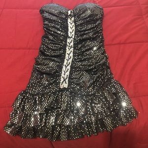 Cristina Sparkly Black Ruffled Party Dress, Size S